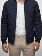 Men's Autumn Textured Quilted Bomber Jacket