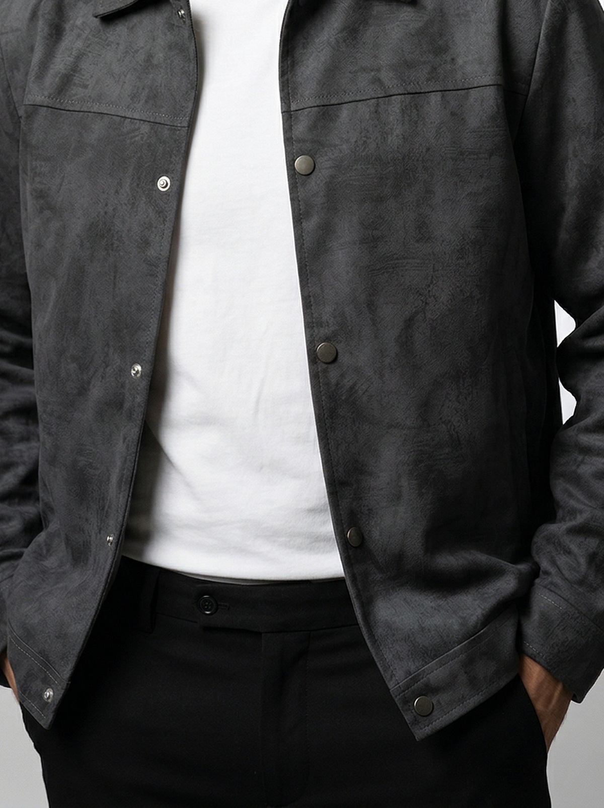Men's Autumn Textured Snap Front Overshirt
