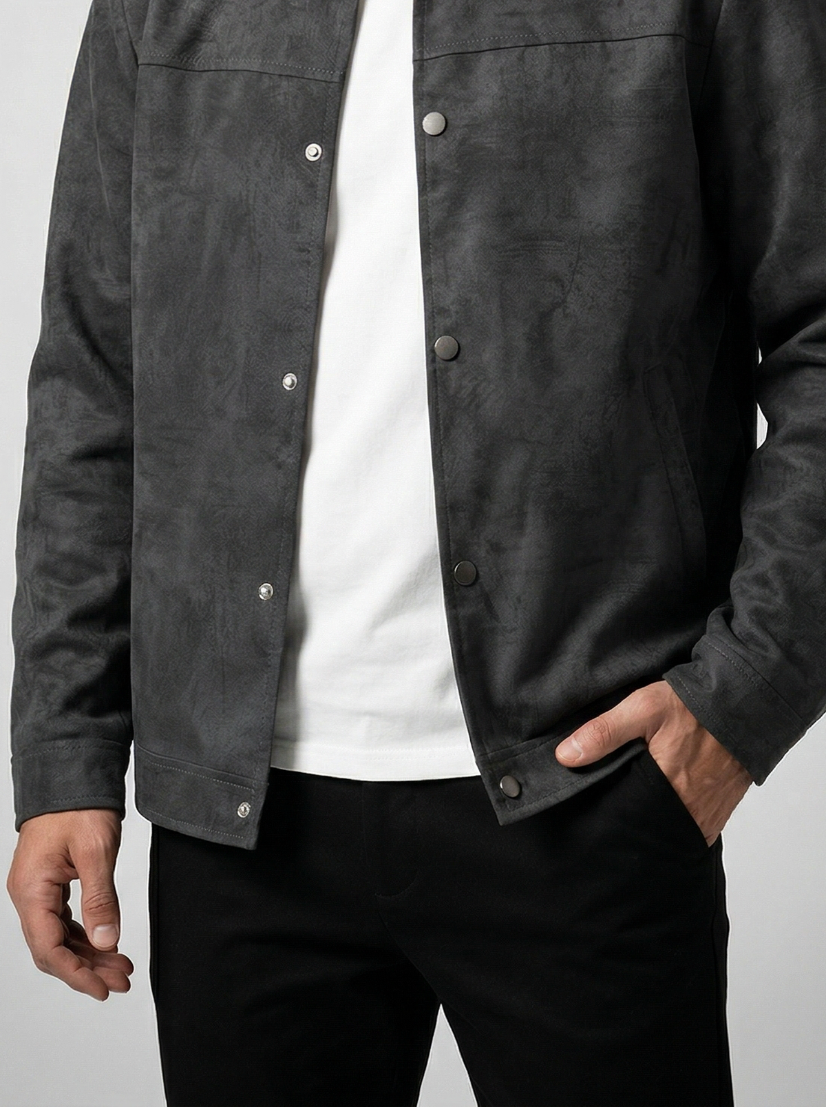 Men's Autumn Textured Snap Front Overshirt