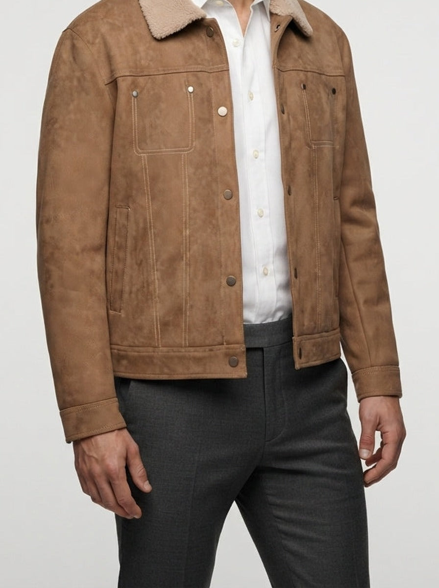 Men's Autumn Trucker Jacket with Sherpa Collar