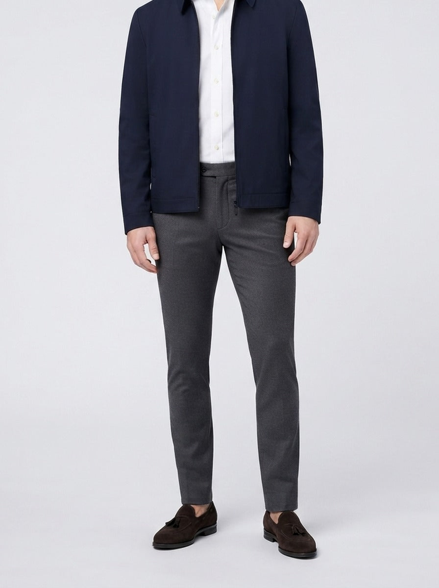 Men's Autumn Twill Zip Front Bomber Jacket