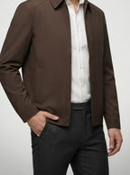 Men's Autumn Twill Zip Front Bomber Jacket