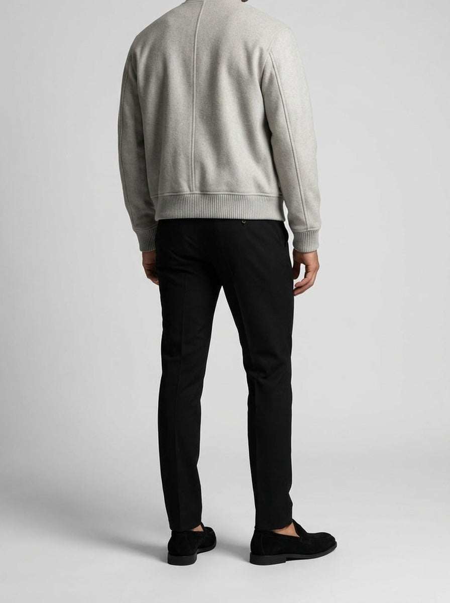Men's Autumn Varsity Jacket with Snap Front and Ribbed Collar