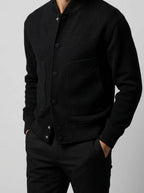Men's Autumn Varsity Jacket with Snap Front and Ribbed Collar