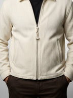 Men's Autumn Waffle Knit Point Collar Full Zip Jacket