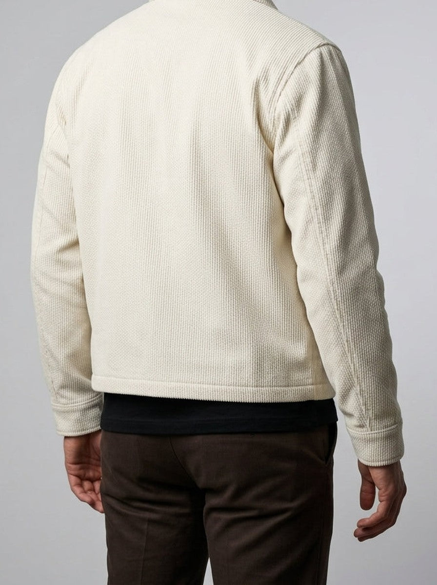 Men's Autumn Waffle Knit Point Collar Full Zip Jacket