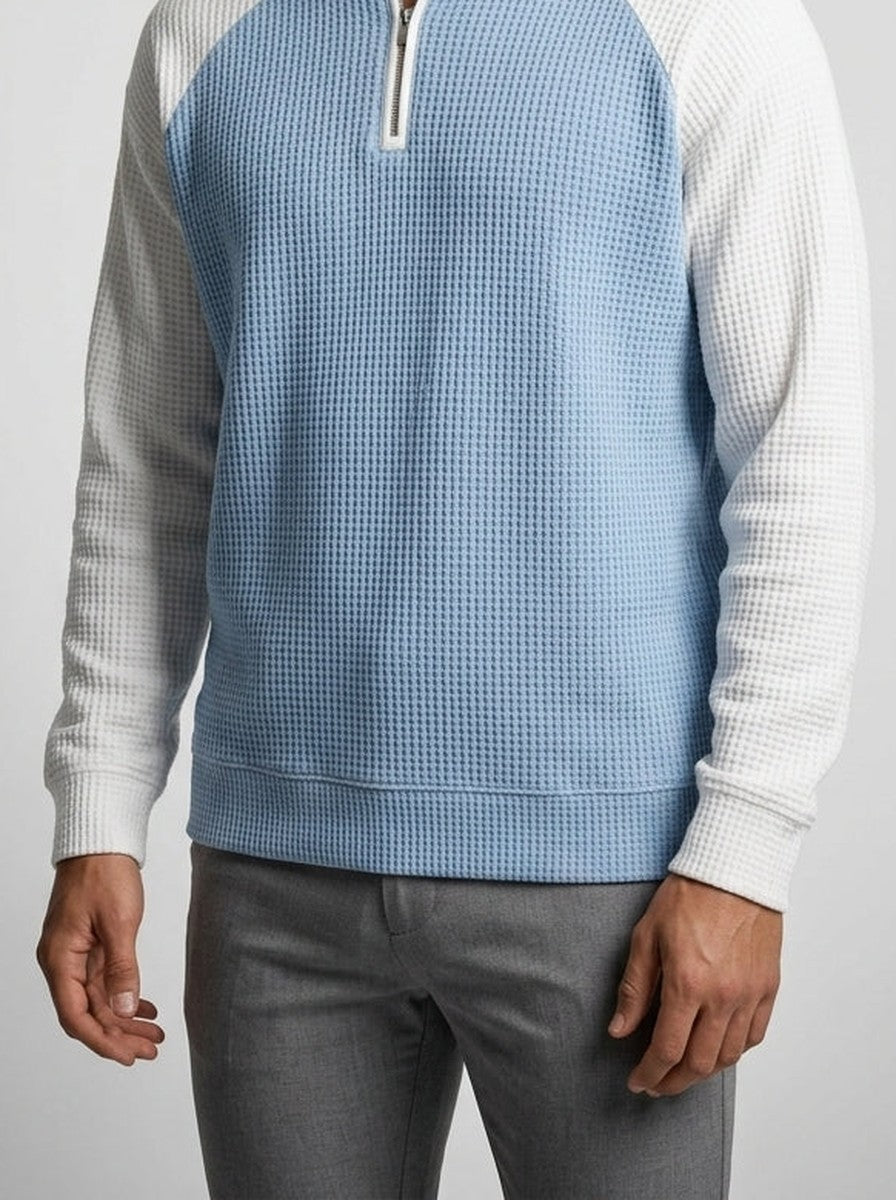 Men's Autumn Waffle Knit Quarter Zip Jumper