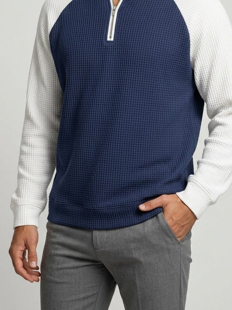 Men's Autumn Waffle Knit Quarter Zip Jumper