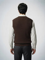 Men's Autumn Waffle Knit Sleeveless Jumper Vest with V-Neck