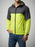 Men's Autumn Waterproof Hooded Rain Jacket with Packable Pouch