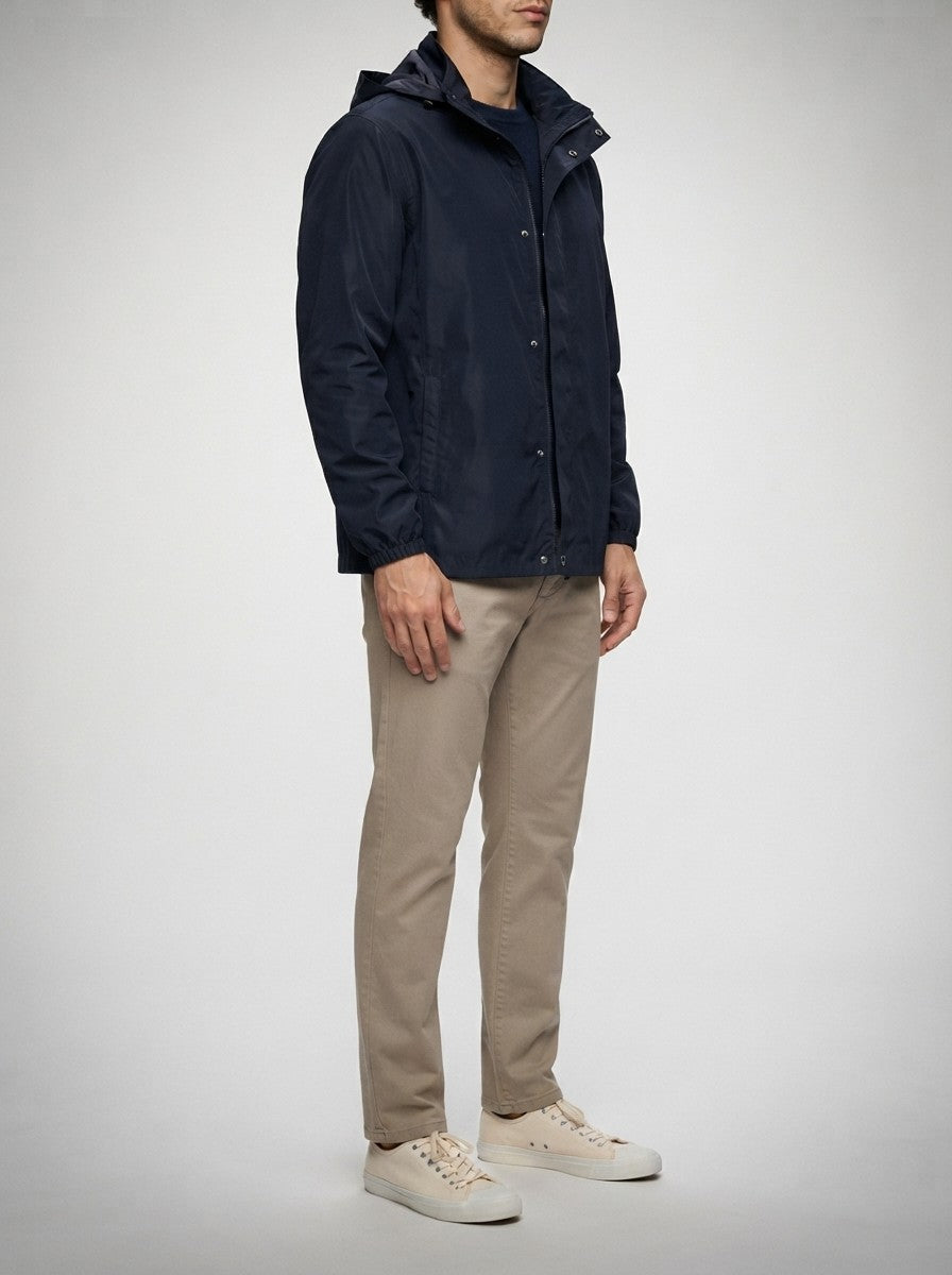 Men's Autumn Waterproof Rain Jacket with Snap Storm Flap