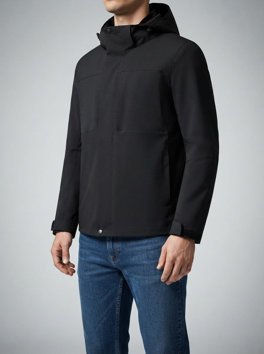 Men's Autumn Waterproof Shell Rain Jacket with Toggle Hood