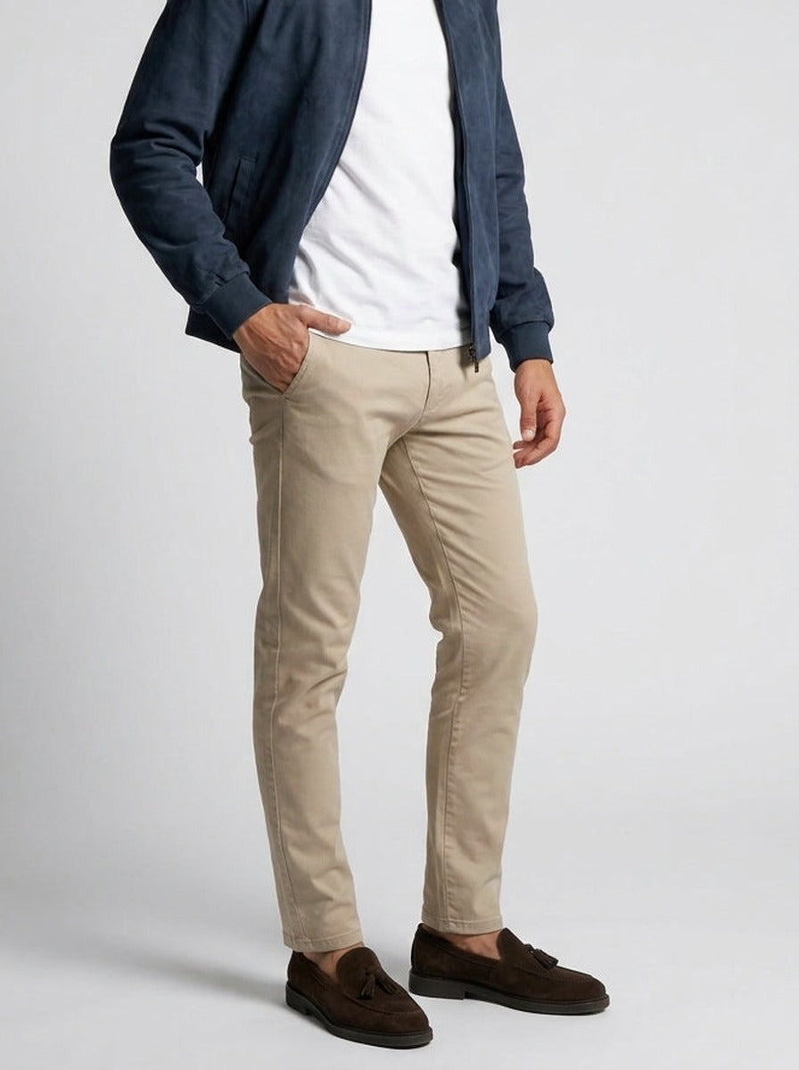 Men's Autumn Zip-Up Bomber Jacket with Ribbed Collar