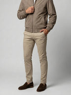 Men's Autumn Zip-Up Bomber Jacket with Ribbed Collar