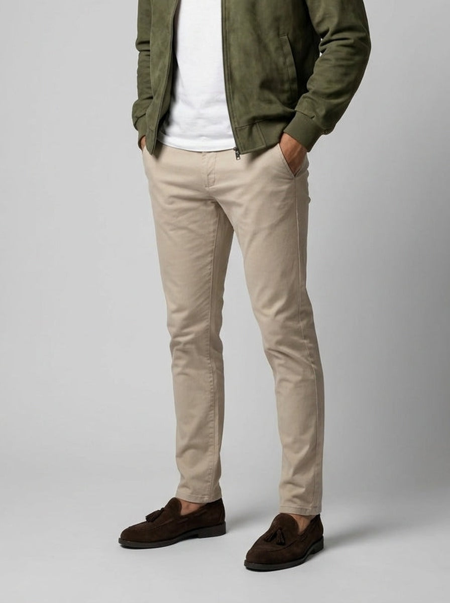 Men's Autumn Zip-Up Bomber Jacket with Ribbed Collar