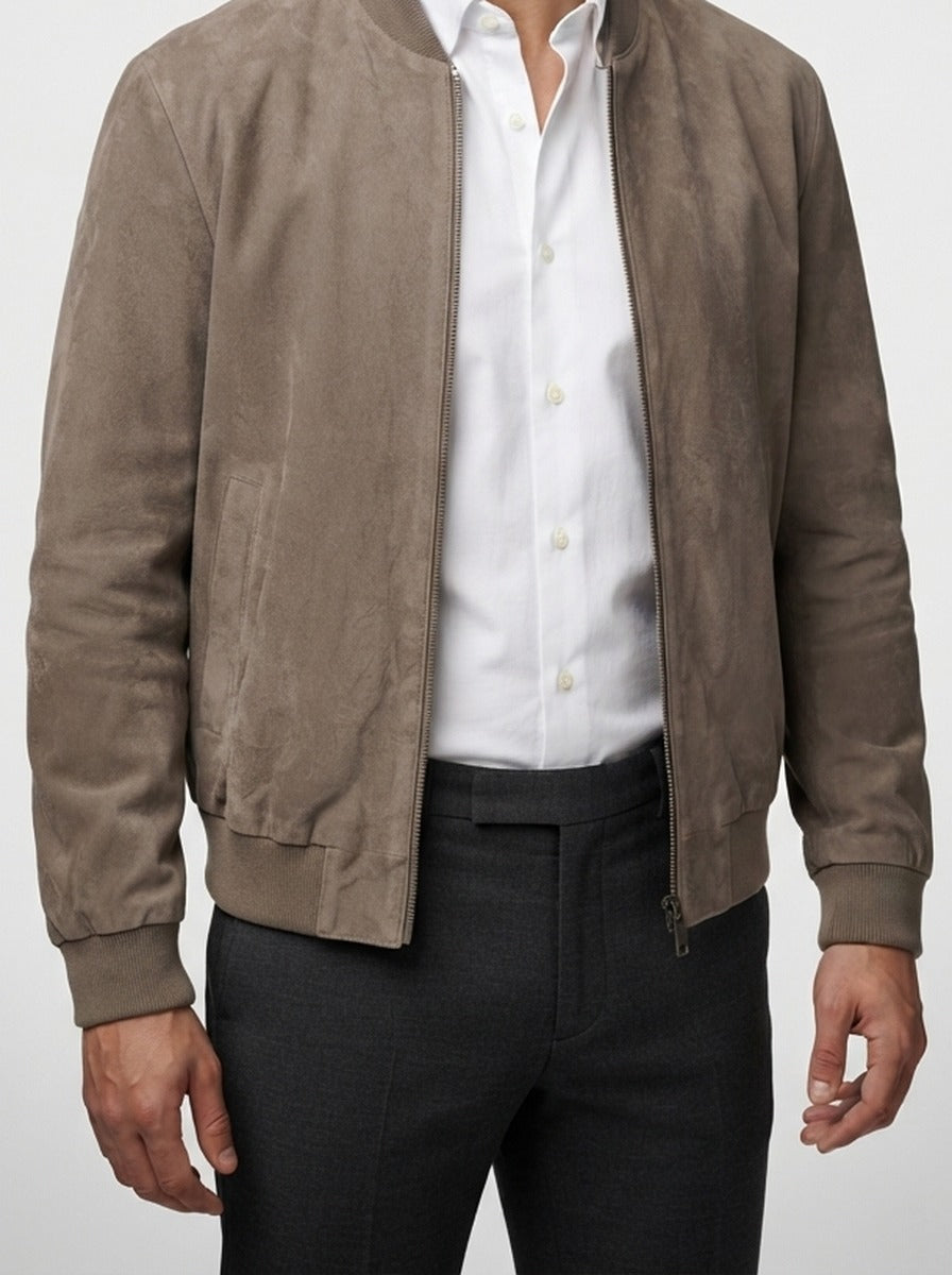 Men's Autumn Zip-Up Bomber Jacket with Stand Collar