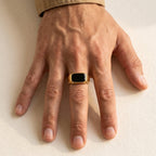 Men's Black Stone Bar Ring