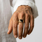 Men's Black Stone Signet Ring