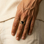 Men's Black Stone Signet Ring