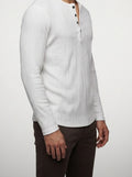 Men's Casual Button Placket Ribbed Knit Long Sleeve Henley Shirt