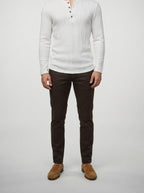 Men's Casual Button Placket Ribbed Knit Long Sleeve Henley Shirt