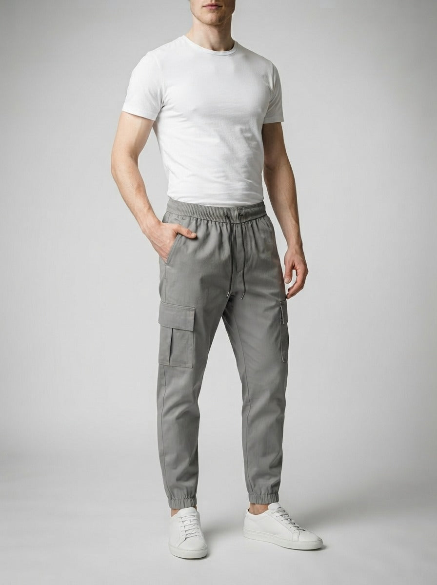 Men's Casual Cargo Joggers with Patch Pockets