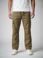 Men's Casual Cargo Trousers with Drawstring Waist