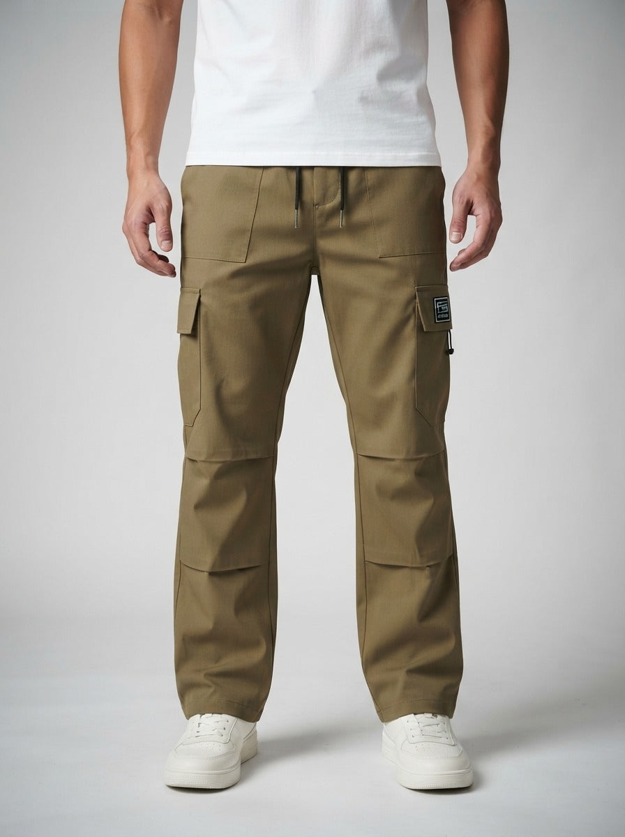 Men's Casual Cargo Trousers with Drawstring Waist