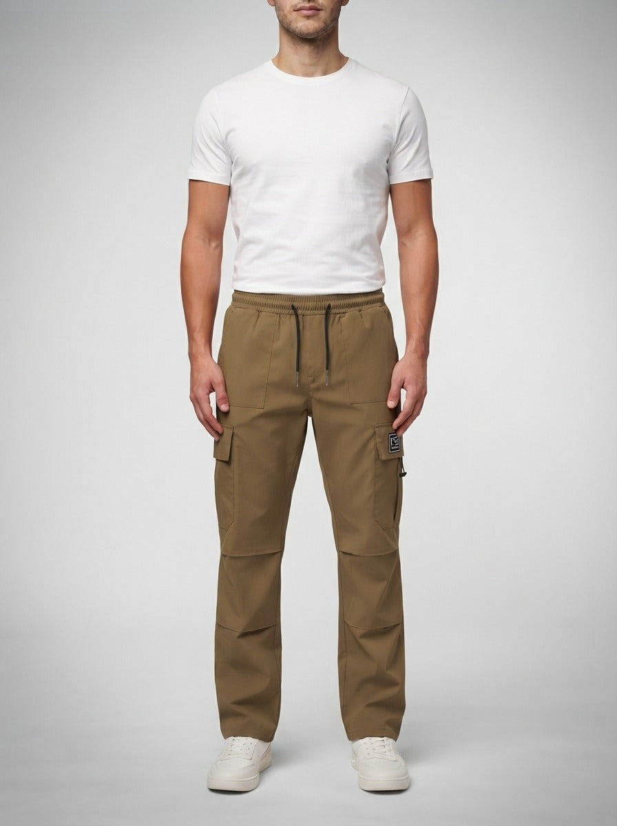 Men's Casual Cargo Trousers with Drawstring Waist