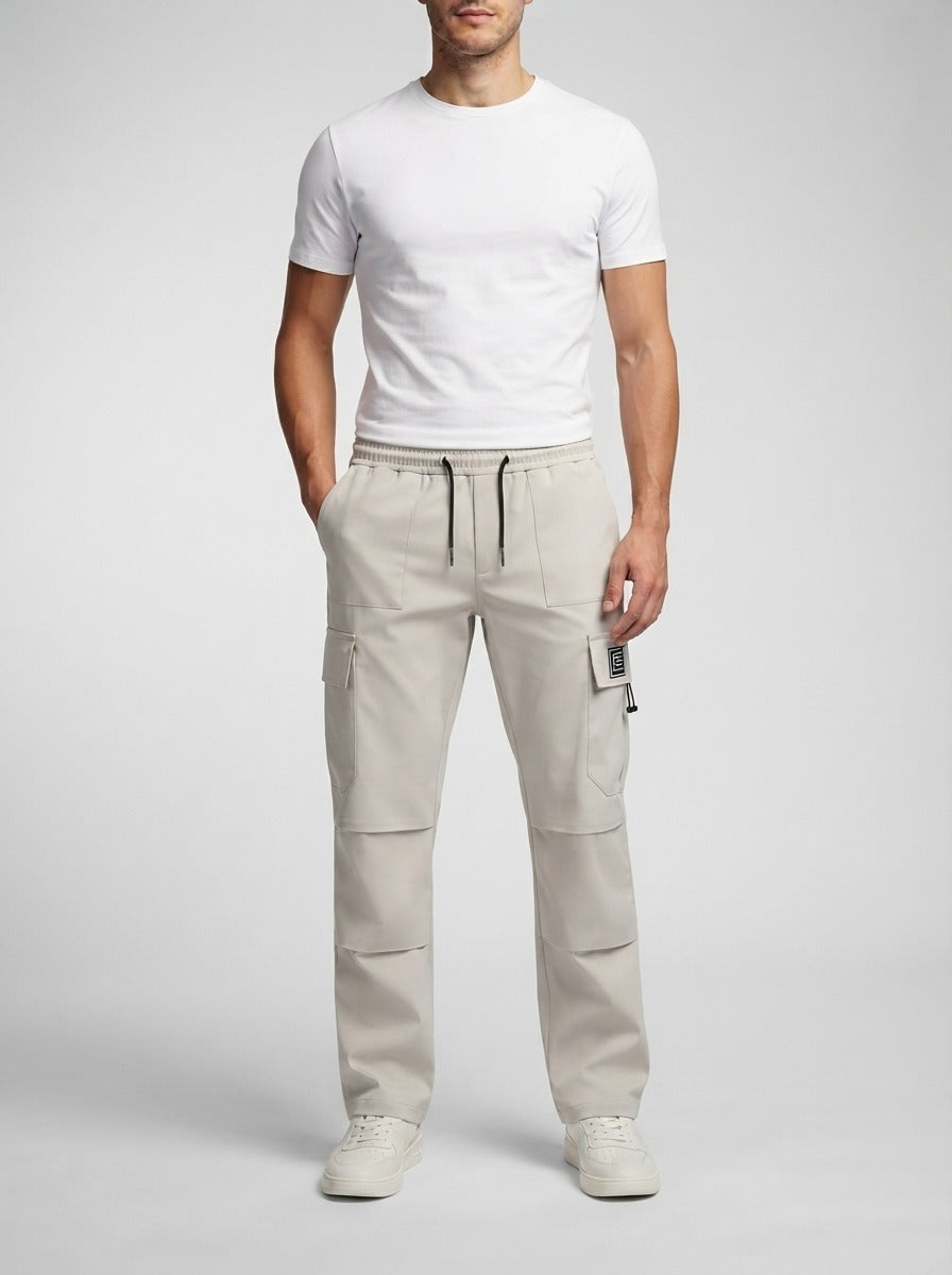 Men's Casual Cargo Trousers with Drawstring Waist