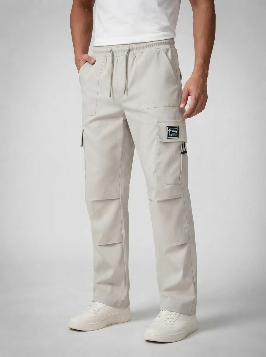 Men's Casual Cargo Trousers with Drawstring Waist