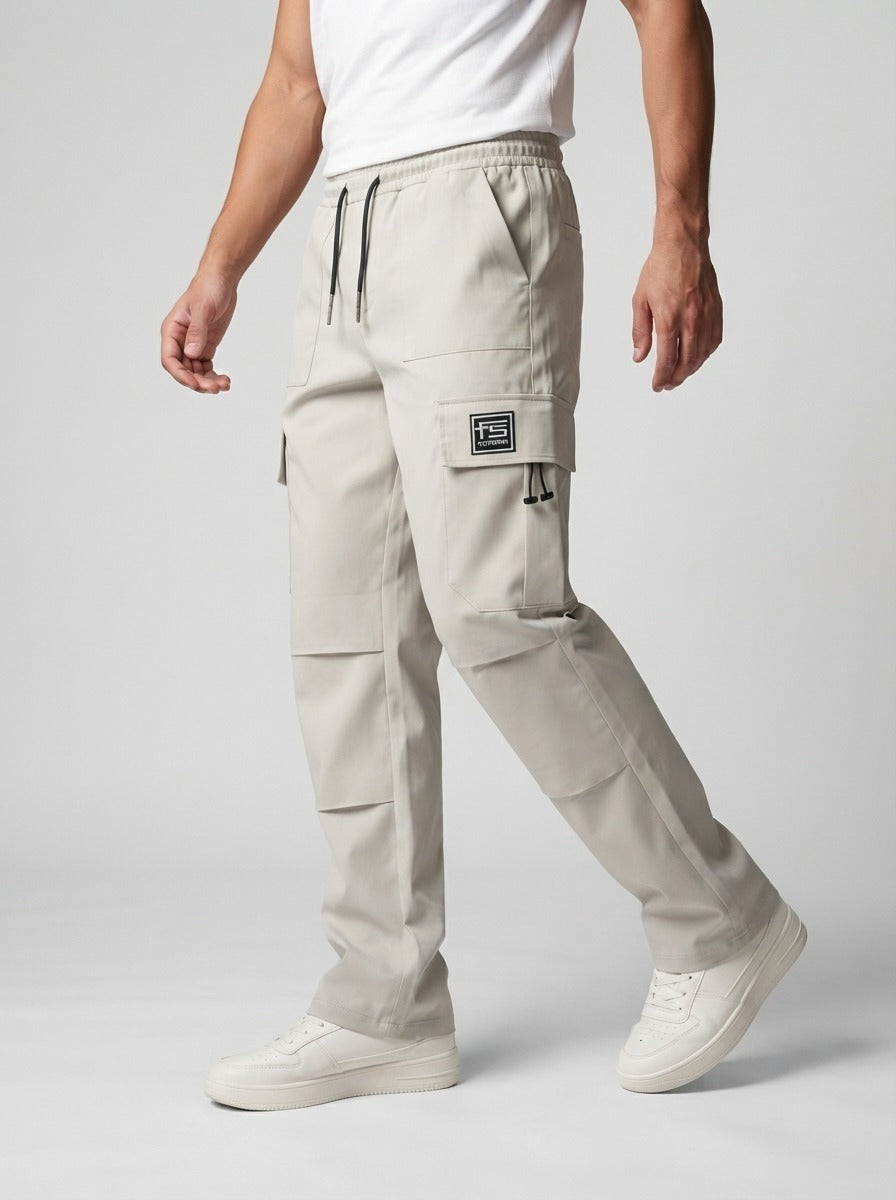 Men's Casual Cargo Trousers with Drawstring Waist