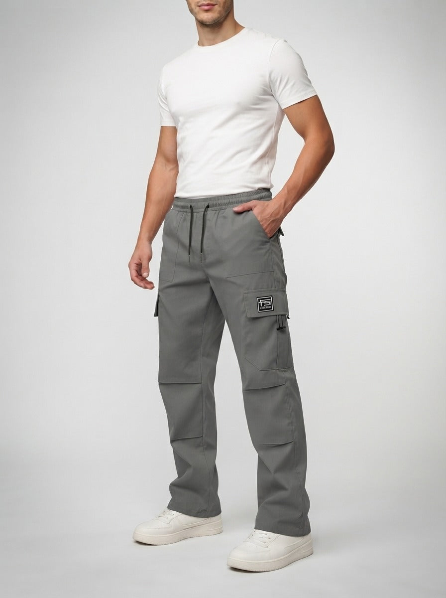 Men's Casual Cargo Trousers with Drawstring Waist