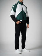 Men's Casual Colour Block Track Jacket with Zip Pockets