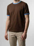 Men's Casual Contrast Trim Cotton Crew Neck T-Shirt