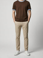 Men's Casual Contrast Trim Cotton Crew Neck T-Shirt