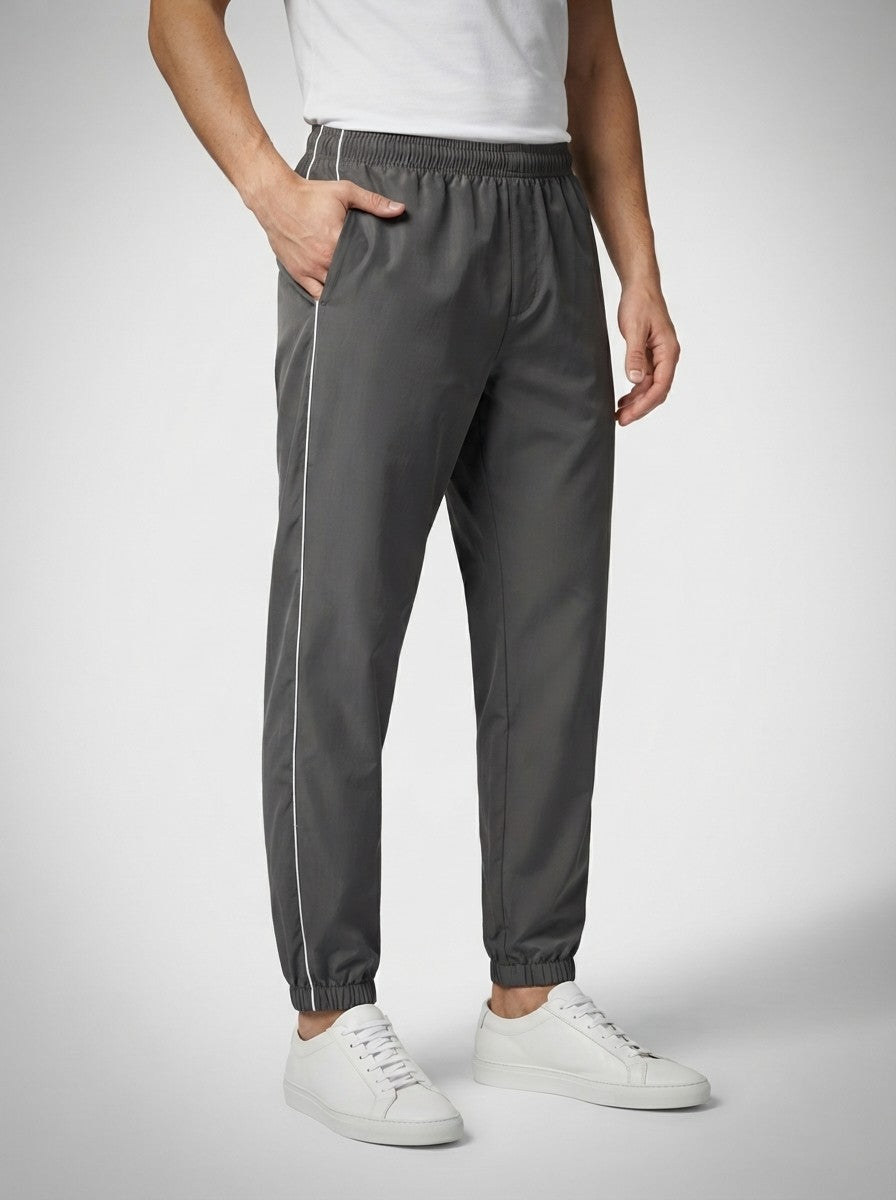 Men's Casual Joggers with Ribbed Cuff and Side Piping