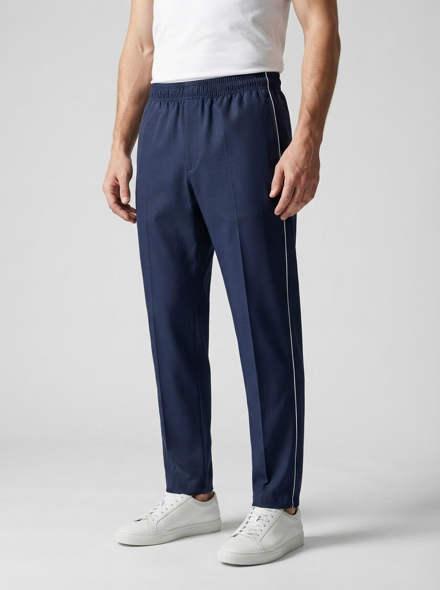 Men's Casual Joggers with Ribbed Cuff and Side Piping