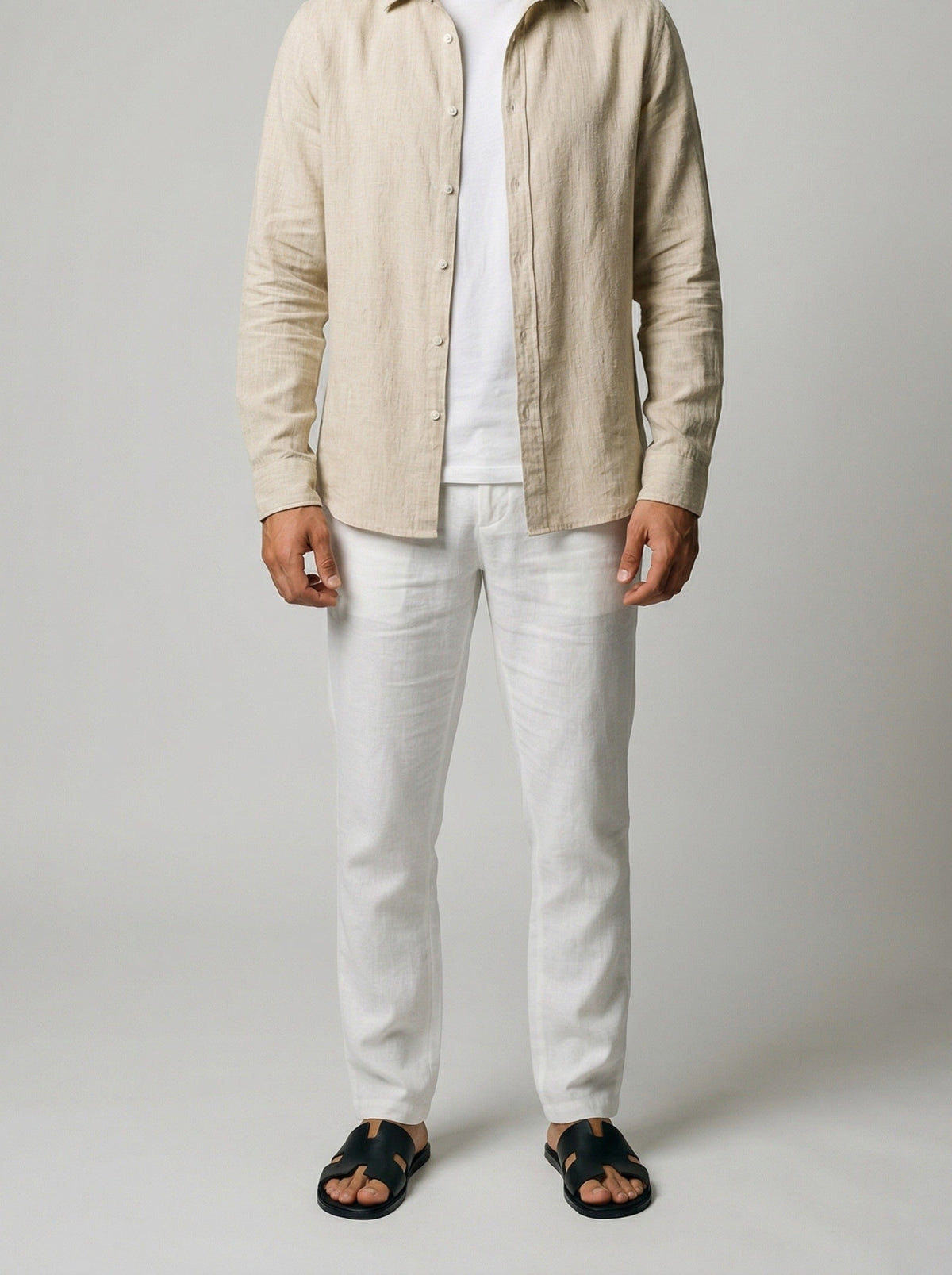 Men's Casual Linen Long Sleeve Shirt