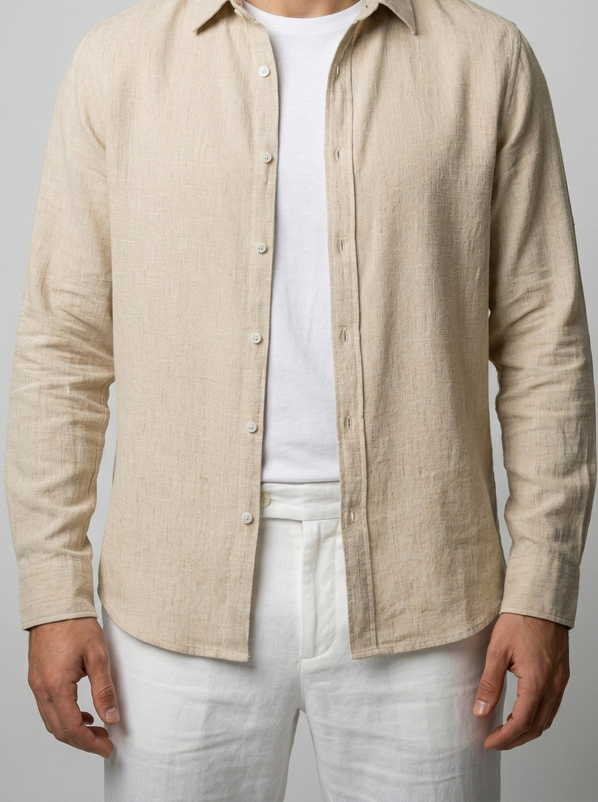 Men's Casual Linen Long Sleeve Shirt