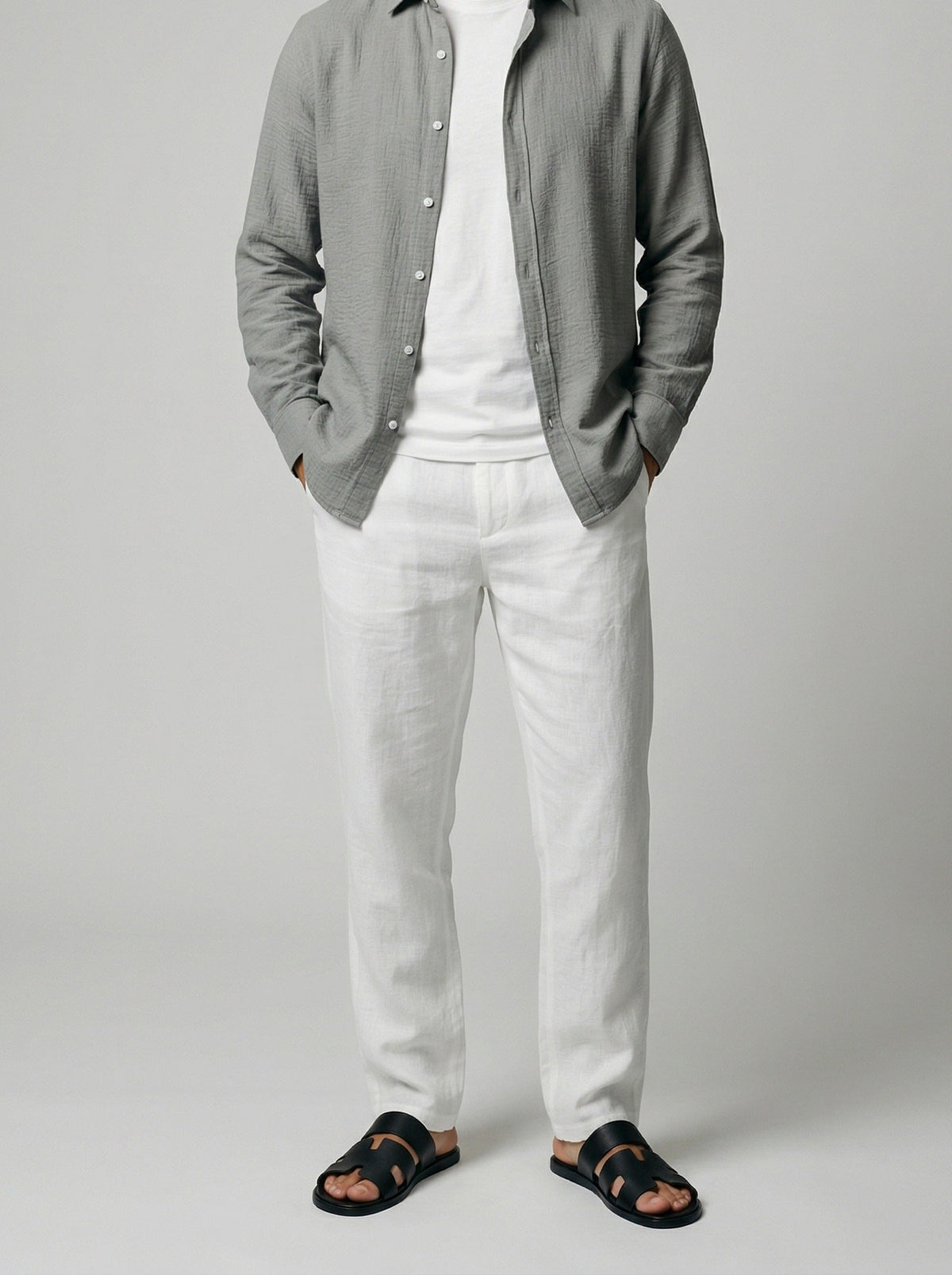 Men's Casual Linen Long Sleeve Shirt
