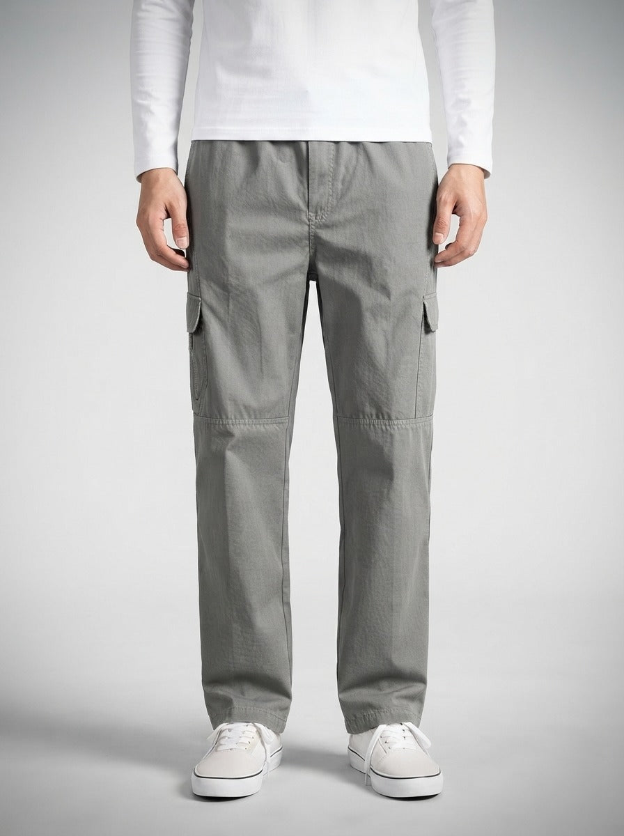 Men's Casual Loose Fit Cargo Trousers with Asymmetric Pockets