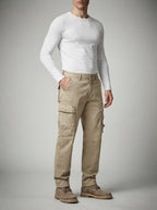 Men's Casual Loose Fit Cargo Trousers with Snap Button Pockets