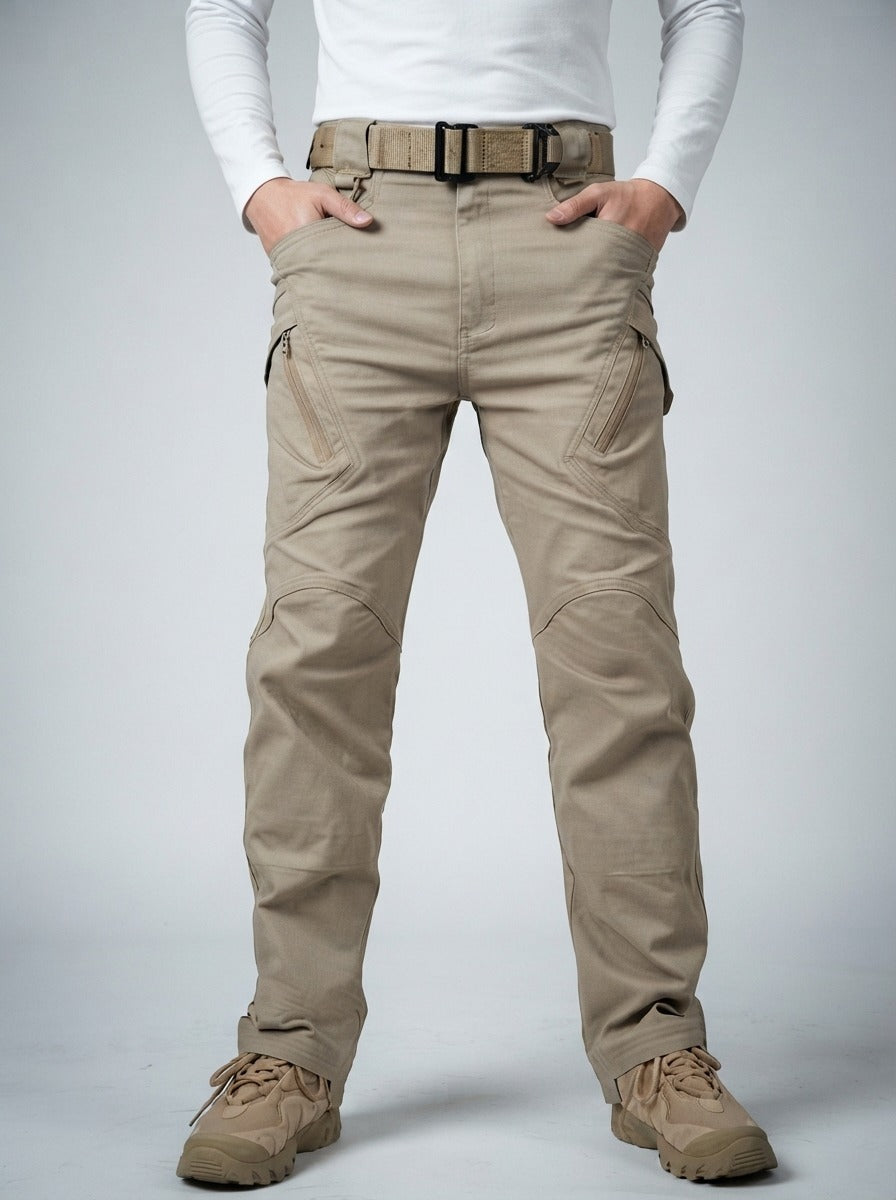 Men's Casual Multi Pocket Cargo Trousers with Zip Fastening