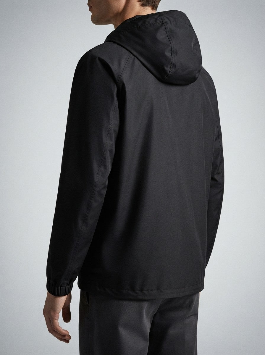 Men's Casual Nylon Hooded Anorak with Zip Pocket