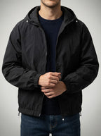 Men's Casual Nylon Hooded Windbreaker with Drawcord Hem