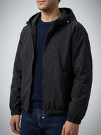 Men's Casual Nylon Hooded Windbreaker with Drawcord Hem