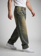 Men's Casual Oversized Wide Leg Denim Jeans with Coin Pocket Detail