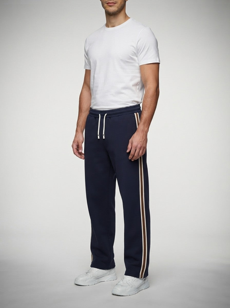 Men's Casual Straight Leg Sweatpants with Contrast Side Stripe