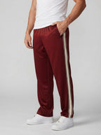 Men's Casual Straight Leg Track Pants with Contrast Side Stripe